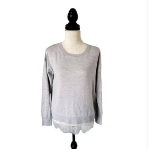 💙 Banana republic gray sweater top with lace size small 💙